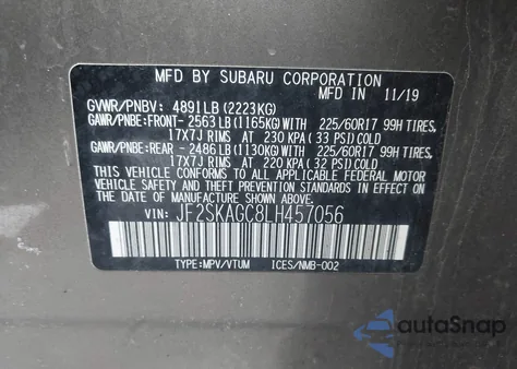 2020 Subaru Forester Premium from USA, damaged, VIN JF2SKAGC8LH457056